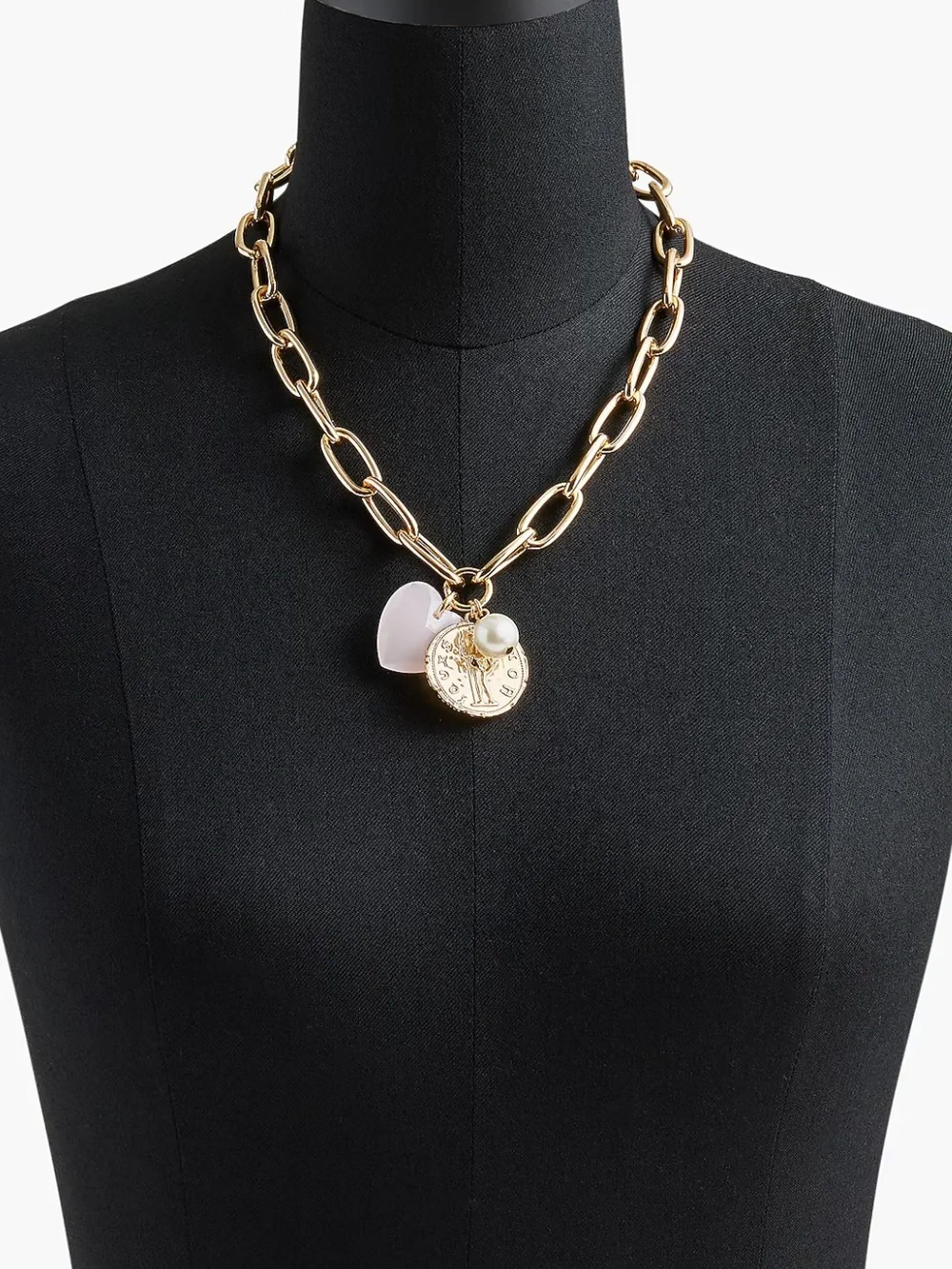 Jcrew Puffy heart charm necklace - Gold - NWT